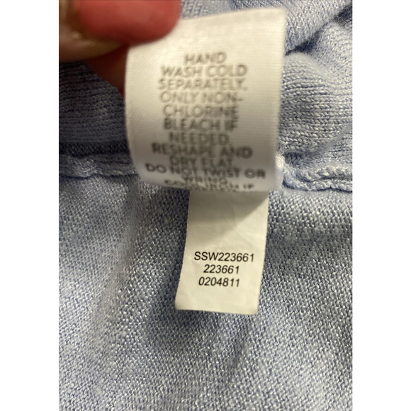 J. Jill Cardigan Sweater Womens XS Light Blue Short‎ Sleeve Linen Blend Coastal - Picture 5 of 10